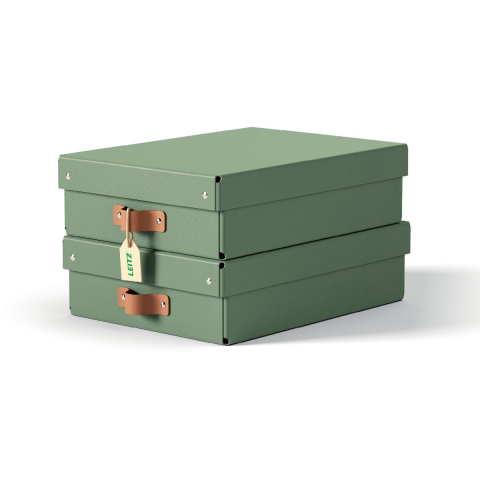 Leitz Puro Opbergdoos met deksel, medium laag, 8L, 100% gerecycled karton, set van 2, Groen