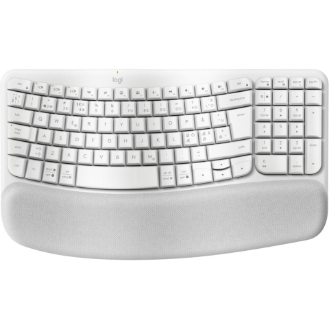 Logitech Wave Keys - Off-White - ND - Ergonomisch toetsenbord - Noords - Wit