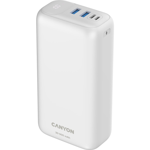 Canyon PB-301 30000mAh Powerbank PD 20W, Wit - 30000 mAh
