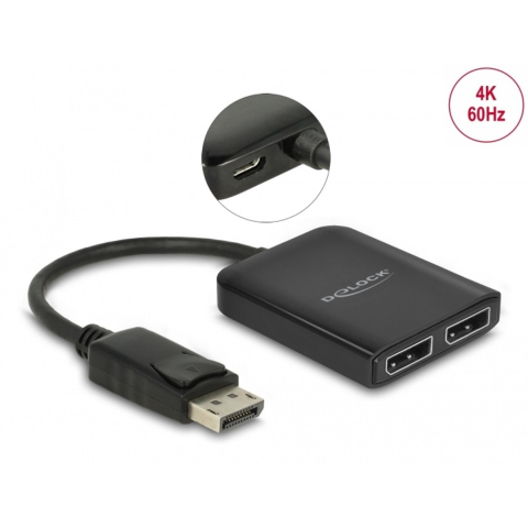 DeLOCK DisplayPort 1.4 Splitter 1 x DisplayPort to 2 x DisplayPort MST