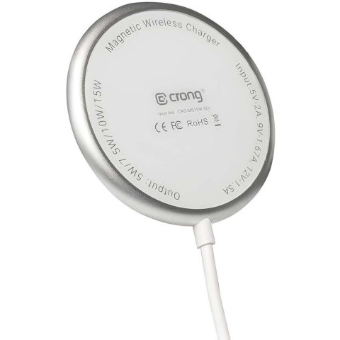 CRONG MagSpot Wireless Charger - Aluminum MagSafe 15W Inductive Charger (Silver White)