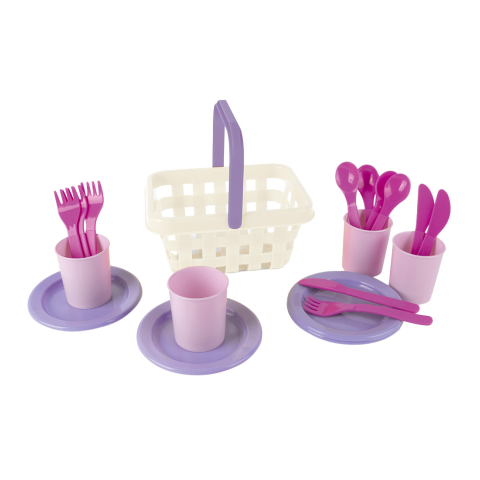 Dantoy Picknick Bestek-Set - 21 Onderdelen - Roze/Paars - Dantoy - OneSize - Speelgoed