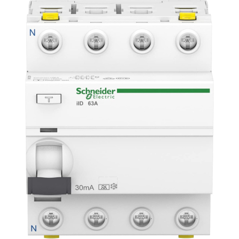 Schneider Electric Acti9 iid residual current circuit breaker 4p 63 A 30 ma Type A