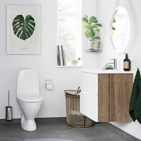Pressalit Toilet brush for wall mounting, w/bowl, polished stainless steel