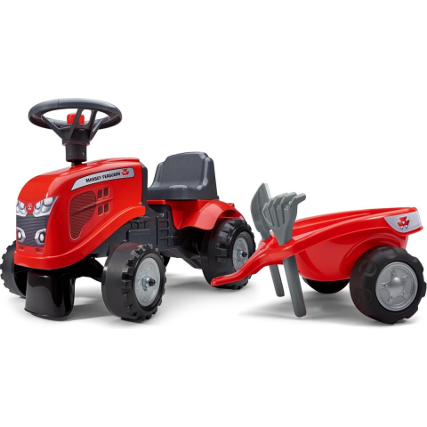 Falk Ride-on tractor with trailer rake and shovel Baby Massey Ferguson