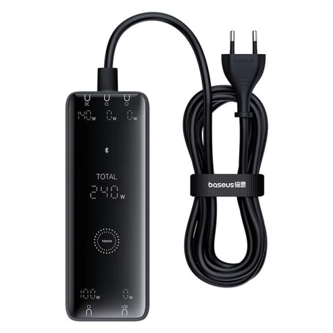 Baseus Digital GaN 3xUSB-C 1xUSB-A 240W Wall Charger with Power Cable - Black