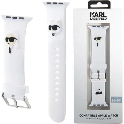 Karl Lagerfeld 3D Rubber Karl&Choupette Heads strap for Apple Watch 38/40/41mm - white