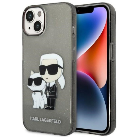 Karl Lagerfeld Glitter Karl&Choupette case for iPhone 14 Plus - black