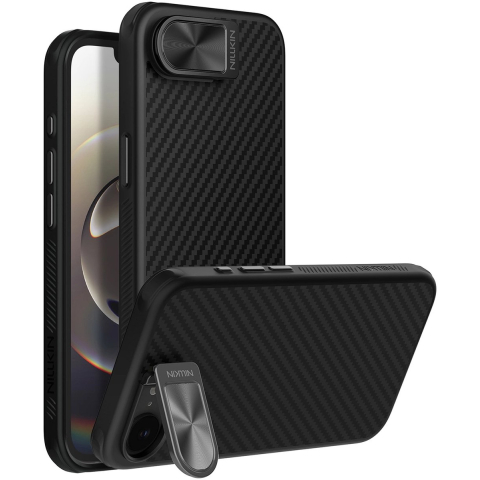 Nillkin CarboProp Magnetic Case with Camera Cover and Stand for iPhone 16e / 17e - Black