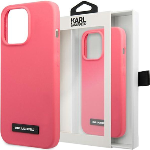 Karl Lagerfeld Silicone Plaque Case for iPhone 13 mini - Fuchsia