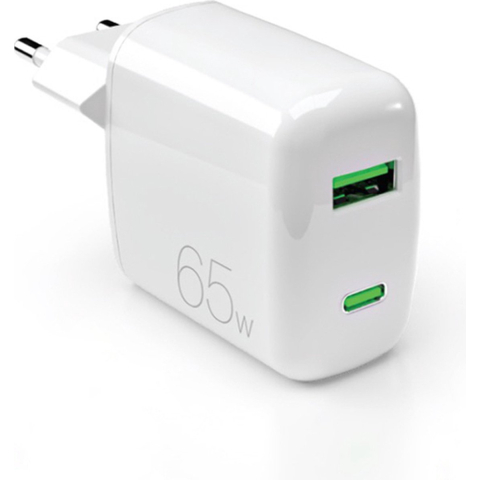 Puro 65W GaN USB-A USB-C Wall Charger - White