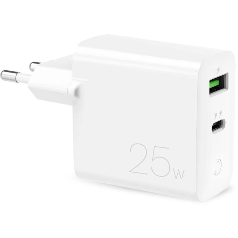 Puro 25W Power Delivery USB-A USB-C Wall Charger - White