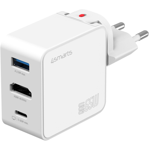 4smarts 3in1 HDMI hub with charger GaN Flex 65W white