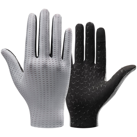 Rockbros Breathable Full Finger Cycling Gloves Size: XL - Gray
