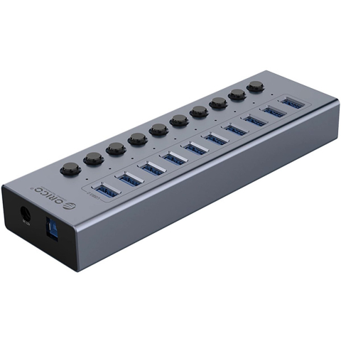 ORICO BT2U3-10AB Hub 10x USB-A 3.0 with switches - gray USB hub - 10 - USB 3.0 - Grijs