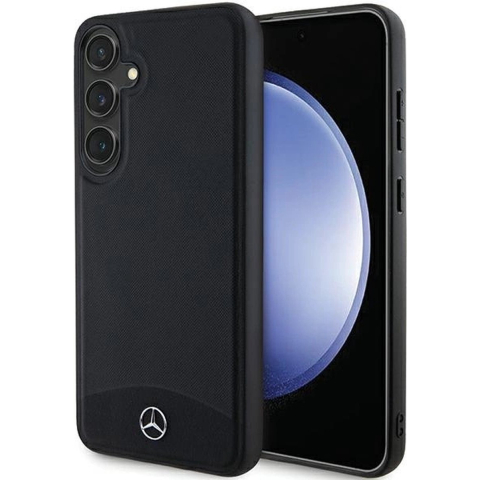 Mercedes Leather Textured & Plain MagSafe Case for Samsung Galaxy S24 - Black
