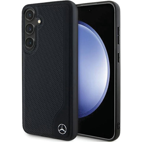 Mercedes Leather Debossed Line MagSafe Case for Samsung Galaxy S24+ - Black