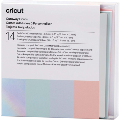 Cricut Pastel Sampler - cutaway card set - white powder blue tulip whispering blue silver matte holographic