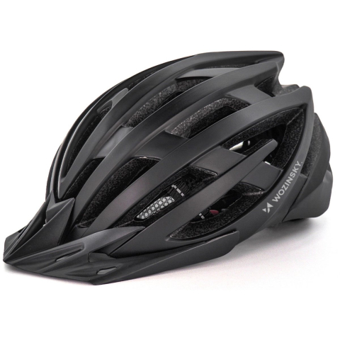 Wozinsky MTB Bike Helmet with Detachable Visor and USB Rear Light 57-62 cm - Black