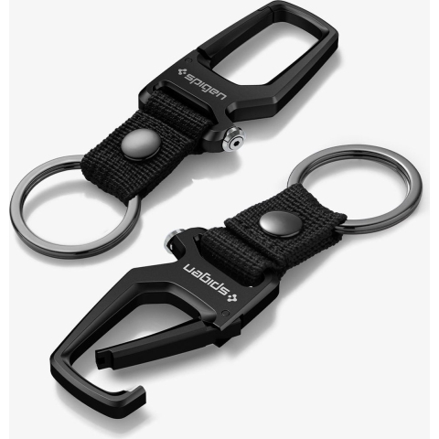 Spigen Carabiner With KeyRing 2 Pack - black