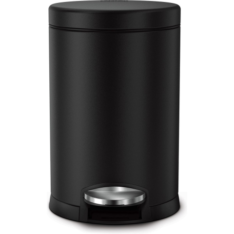 Simplehuman 4,5L ronde pedaalemmer, zwart staal