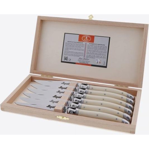 Jean Dubost Messen wit 2,5 mm, 6 stuks Laguiole