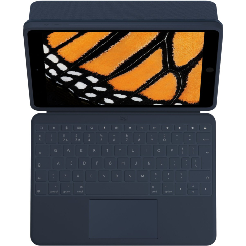 Logitech Rugged Combo 3 Touch for Education - Toetsenbord and folio case - with trackpad - QWERTZ - German - classic Blauw - Keyboard and folio case - Duits - Blauw