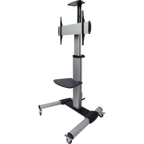 Deltaco Kantoor Display Kar Verstelbaar met zwengel - Max 50 kg - recommended for 70"