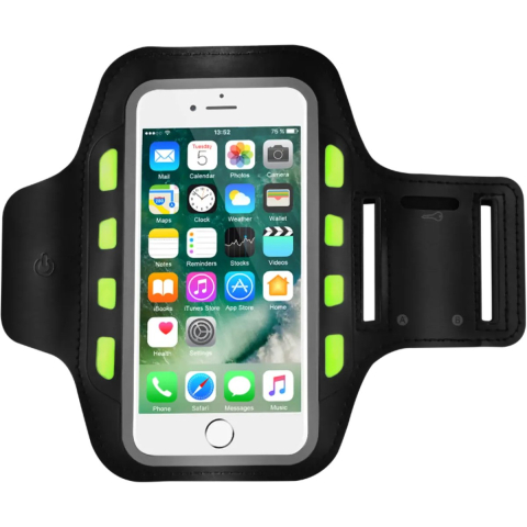 ConnecTech sports armband with LED light for iPhone. Zwart