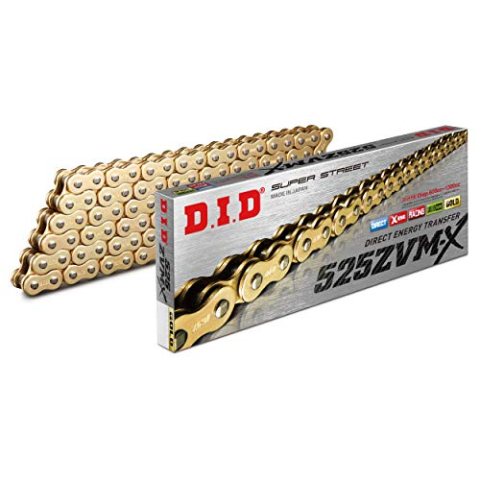 DID ketting 525 ZVMX, 100 schakels (X-ring goud), open met klinknagel slot