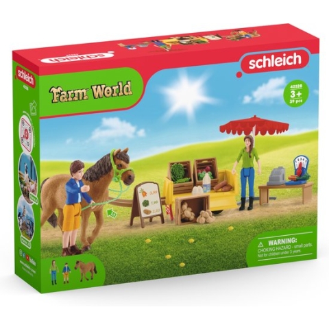 schleich FARM WORLD - Mobiele farmstand - Speelfigurenset - Kinderspeelgoed voor Jongens en Meisjes - 3 tot 8 jaar - 27 Onderdelen
