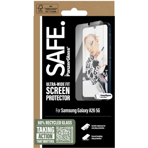 SAFE by PanzerGlass Screen Protector Samsung Galaxy A26 5G | Ultra-Wide Fit w. Aligner