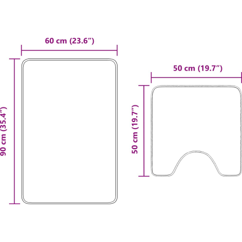 VidaXL Antislip badmat set 2 st donkergrijs 50 x 50 cm pp