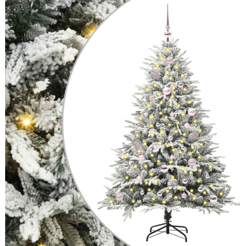 VidaXL Artificial pre-lit kerstboom met ballenset groen 150 cm