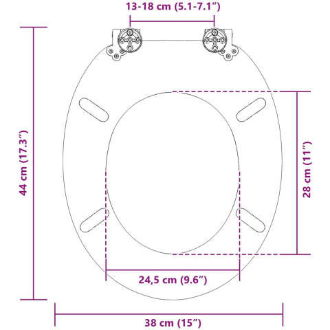 VidaXL Zachte sluit toiletbril bruin 44 x 38 cm mdf-plaat
