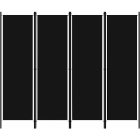 VidaXL Kamerscherm met 4 panelen 200x180 cm zwart