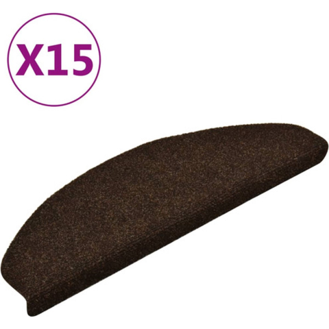 VidaXL Trapmatten zelfklevend 15 stuks 65x21x4 cm bruin halfrond groot