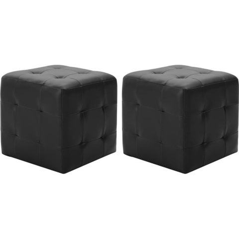 VidaXL Poef 2 st 30x30x30 cm kunstleer zwart