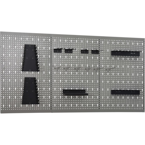 VidaXL Gaatjespaneel wandgemonteerd 3 st 40x58 cm staal