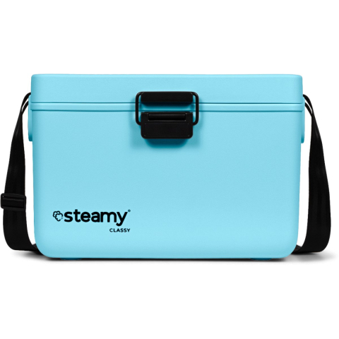 Steamy classy 12 - kleine koelbox incl. divider/ snijplank met schouderband - 12 liter - sky blue