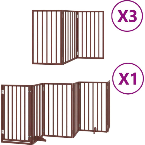 VidaXL Hondenhek inklapbaar 15 panelen 750 cm populierenhout bruin