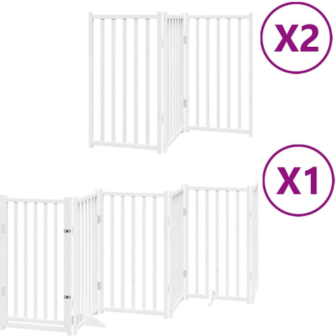 VidaXL Hondenhek inklapbaar met deur 12 panelen 600cm populierhout wit