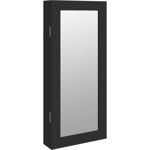 VidaXL Sieradenkast met spiegel wandgemonteerd 30x8,5x67 cm zwart