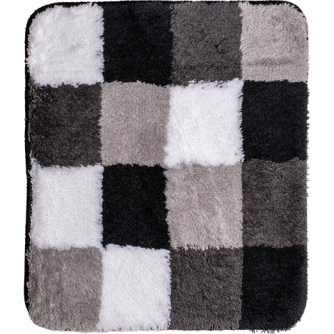 Wicotex badmat 60 x 90 cm zwart, wit, grijs geblokt