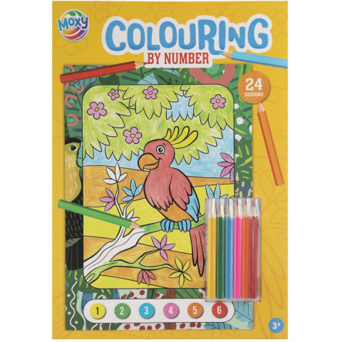 Moxy kleuren op nummer a4, 24 designs met 5 potloodjes
