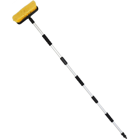 Protecton wasborstel - aluminium deelbare steel - 110 >165cm - afsluitbare wateraansluiting - gardena connector - rubber handvatten