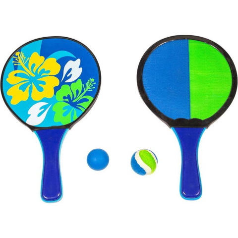 Summertime catch and hit met bloemenprint 4-delig blauw/groen