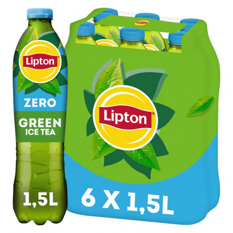 Lipton ice tea green fles - mango zero - zonder suiker - 6 x 1500 ml - voordeelverpakking
