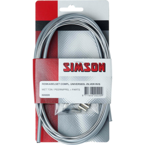 Simson remkabel set compleet uni zilver rvs