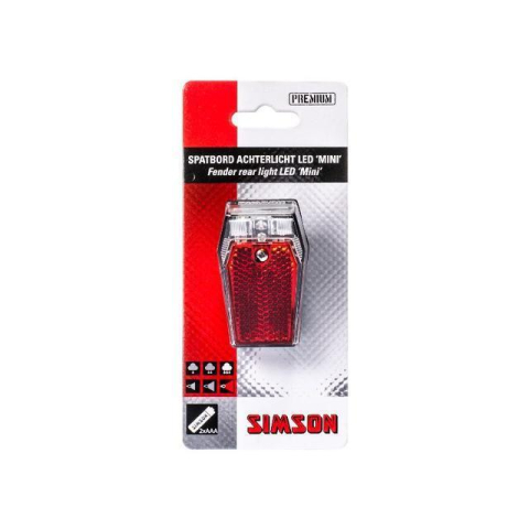 Simson spatbord achterlicht - compact design - 1 led - 220° zichtbaarheid - batterijvoeding